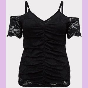 torrid black lace cold shoulder top